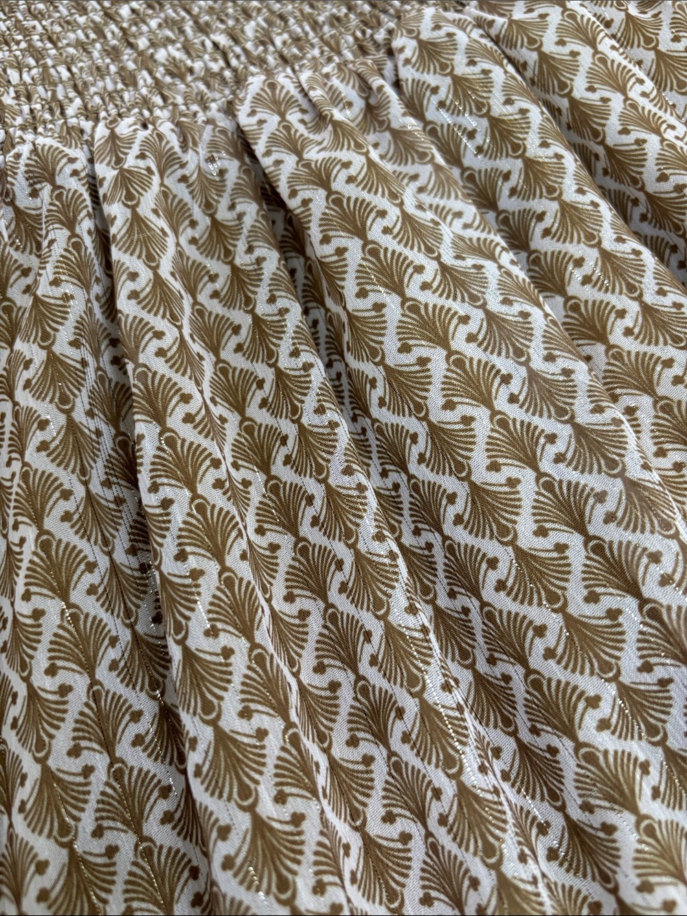 Kourt Calypso Smocked Lurex Mini Dress Gold Shimmer Puff Sleeve Size Small - Picture 5 of 8